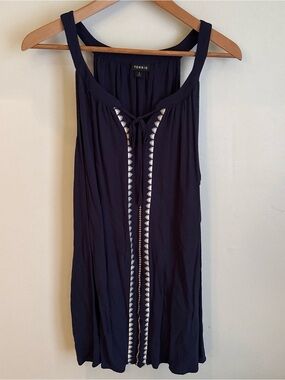 Torrid Navy Embroidered Tank Tunic
